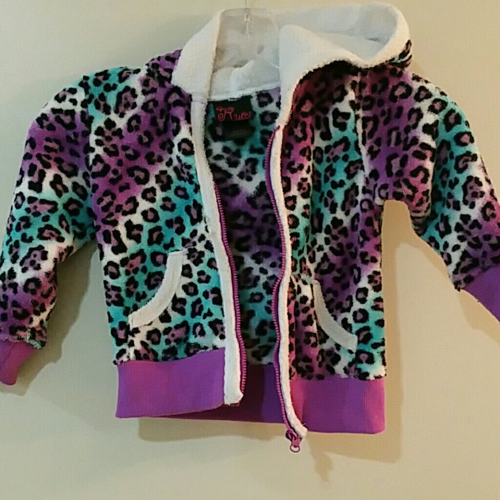Girls purple cheetah fleece jacket